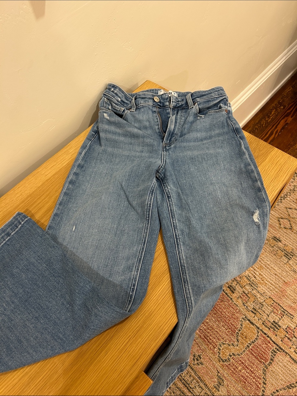 PAIGE Mid Wash Wide-Leg Jeans